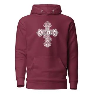 Christ is King Cross Hoodie - Maroon