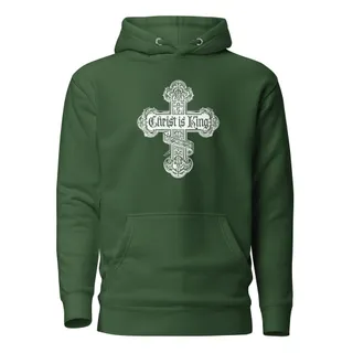 Christ is King Cross Hoodie - Forest Green