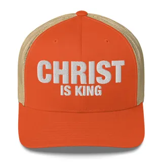 Christ Is King Trucker Hat - Rustic Orange/ Khaki