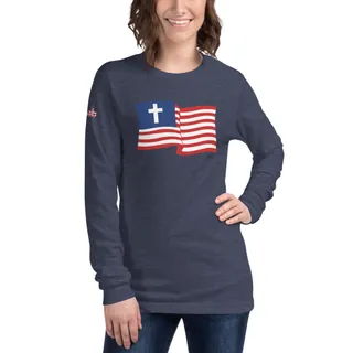 Christian Nationalist Waving Flag Women's Long Sleeve T-Shirt