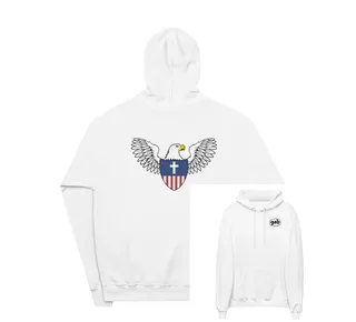 Eagle Christian Nationalist Unisex Fleece Hoodie - White